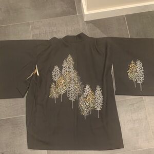 Black Kimono with Tree Design